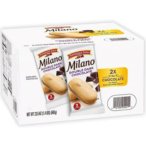 Milano Cookies, Double Dark Chocolate, 0.98 oz, 24 Count – Crispy Cookies with Rich Dark Chocolate Filling – Perfect for Snacking, Sharing, or a Decadent Treat Anytime